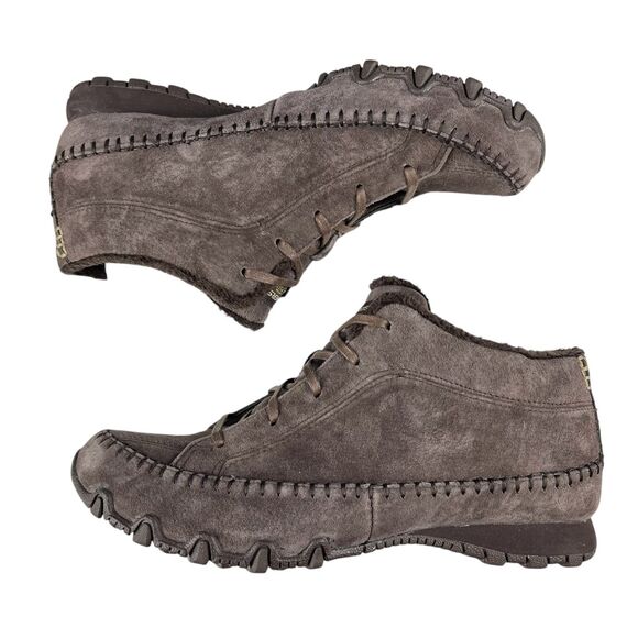 Skechers Ankle Boots Women’s 9 Brown Suede Lace Up Faux Fur Lined Relaxed Fit - Picture 6 of 11